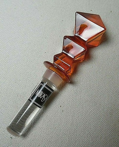 MIKASA GLASS AMBER SCEPTER BOTTLE STOPPER IN ORIGINAL BOX EX CD - Picture 2 of 2