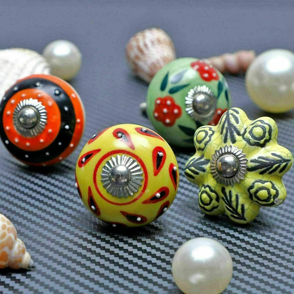 10 PC Multi Color Pull Handle Kitchen Cabinet Handle Knobs Ceramic Door Knobs - Image 3 of 4