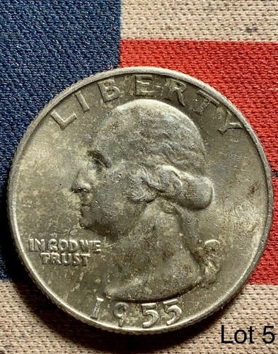 1955 D Washington Quarter 90% Silver AU Lot 5 You Get This Exact Coin - Picture 1 of 3