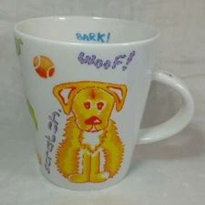 CARDEW DESIGN Dogs Cat MUG Bark Meow Woof Paw Prints 12 oz Cup Paul Cardew