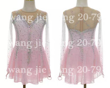 New Ice Figure Skating Dress Figure Skating Dress For Competition pink dyeing