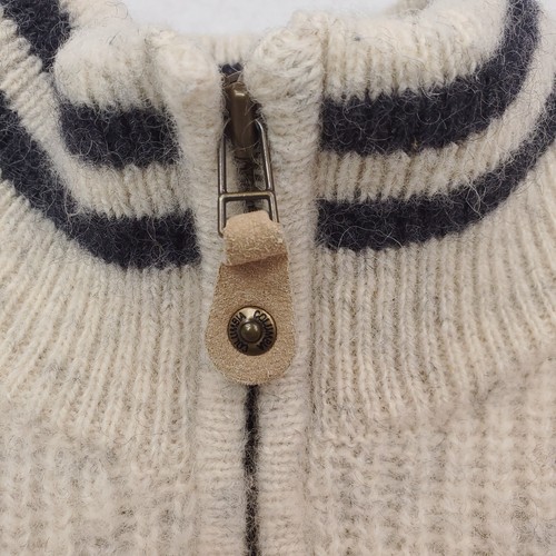 VTG Columbia Sweater Mens Extra Large Cream Wool Cable Knit Ribbed Quarter Zip - Picture 4 of 13