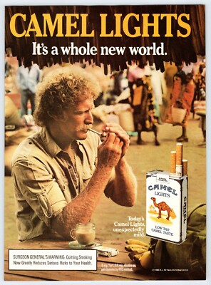 MAN CAMPFIRE CAMEL LIGHTS CIGARETTES Vintage 1980's 8" X 10.75" Magazine Ad M138 Australia