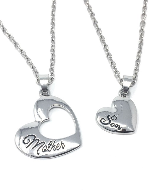 Uk Shop Silver 2x Mother Son Heart Necklace Child Best Friends