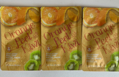 3x Orange Peel & Kiwi Exfoliating Peel-Off Facial Mask Perfects & Brightens Skin