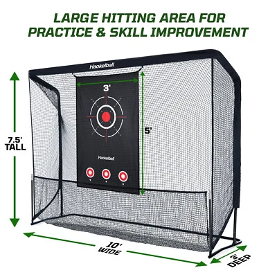 HAOKELBALL 10x7.5ft Golf Practice Net with Target Cloth Heavy Duty Hitting Netting Golf Net