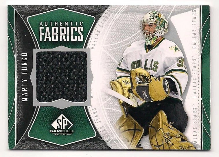 Marty Turco 09 10 Upper Deck SP Game Used Authentic Fabrics Jersey