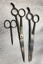 3pc Vintage scissors THINIT thinning & CASE XX professional shears, WISS 573