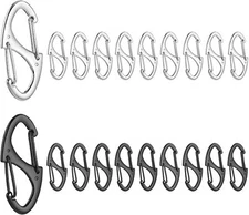 20 PCS S Clips Small Carabiner Clip Anti-Theft 1.6 Inch Metal Dual Opening De...