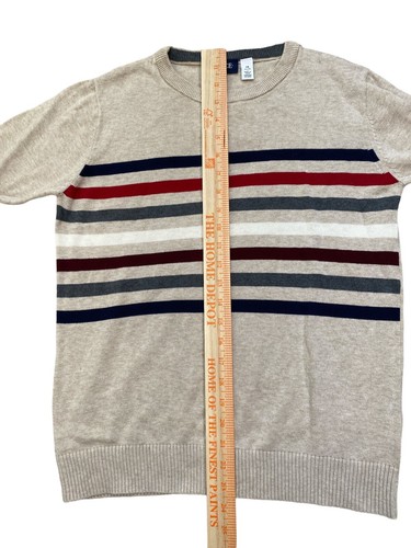 New Boys Children’s Place Beige Striped Crewneck Cotton Sweater Size 14/ XL - Picture 3 of 3