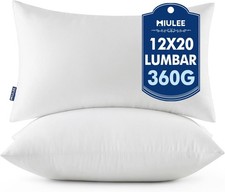 MIULEE 12x20 Throw Pillow Inserts 2 Pack Decorative Bed Couch Lumbar Support