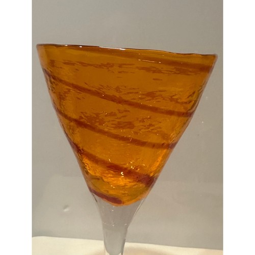 Pier 1 Orange Swirled Glass Martini, Margarita Cocktail Glass Handblown Vintage - Picture 2 of 10
