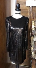 NWT Black Full Sequin Little Black Party Dress Med