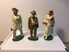Vintage Manoil Lot: Army Doctor M34, Nurse M36, Wounded Soldier Walking M52 29