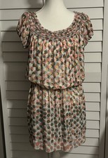 Max Studio Mini Ruffle Dress Sz M Colorful Dots Fall Spring Party Work Travel