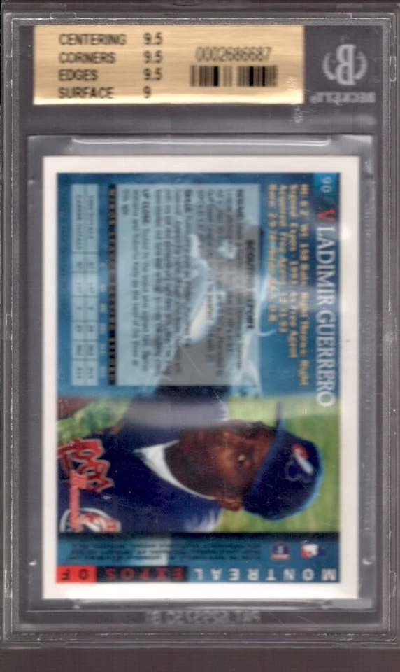 Владимир Герреро 1995 Bowman #90 BGS 9.5 Gem как новый дебютант RC - Изображение 2 из 2