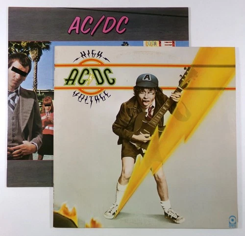 Lot of 2 AC/DC Vinyl LPs Dirty Deeds (1976 UK) + High Voltage (1977 US Press)