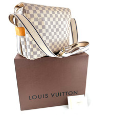 Borsa a tracolla Louis Vuitton Naviglio Damier Azur bianca 0783