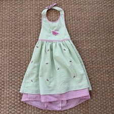 B.T. Kids Vintage Girl s Dress Pink Green Gingham Seersucker Watermelon Sz 5