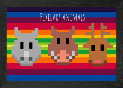 Regenbogen Pixel Tiere Gerahmtes Wandbild Poster Leinwanddruck Bild