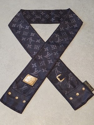 Louis Vuitton Black Monogram 100% Seide Bandeau Stola Vintage Seidentuch 400505 