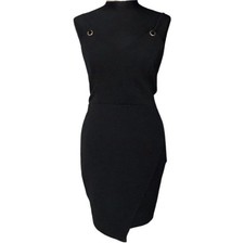 New Look Dress Size UK 10 EU 38 Women’s Black Pullover Gold Eyelet X Back BNWT