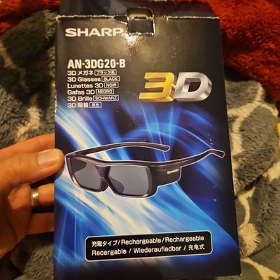 Sharp AN-3DG20-B 3D Glasses Rechargeable for 3D TV Home Theater ''Open Box'' New!!