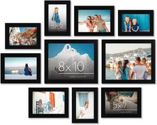 Americanflat Set of 10 Picture Frames with Shatter-Resistant 10 Pack, Black