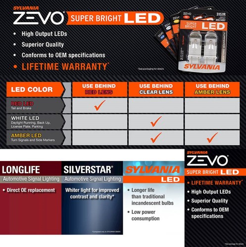 Sylvania ZEVO LED Light 3156 White 6000K Two Bulbs Cornering Turn Replacement OE - Bild 14 von 14