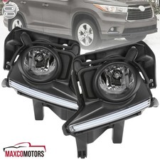 Fog Lights Fits 2014-2016 Toyota Highlander LED DRL Bumper Lamps+Switch+Bezels