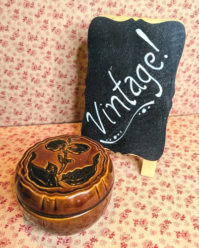 Vintage Royal Haeger #936 Ashtray Lidded Trinket Box~MCM Flowers, Retro~4-3/8"