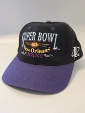 Vintage Super Bowl XXXI 31 Black Hat Cap New Orleans Snapback Logo Athletic EUC