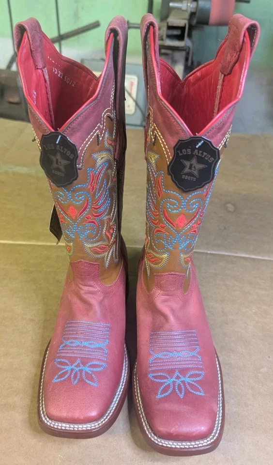 BOTA WESTERN MUJER LOS ALTOS ROJO DESIERTO CUERO GENUINO RANCHO-PUNTERA CUADRADA 7.5 Foto 2 de 4