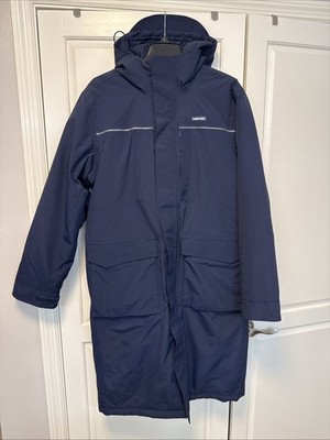 Lands End Long Parka Coat Mens M (38-40) Navy Insulated Waterproof Windproof