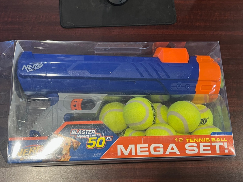 Nerf Dog Tennis Ball Blaster Dog Toy Gift Set - Launches up to 50 ft w/ 12 balls