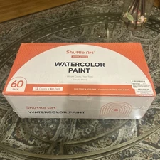 Shuttle Art School & Office Watercolor Paint Set 60 Pack 12 Colors *NEW SEALED*