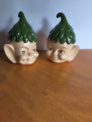 1950's Vintage Pixie Elf Sugar And Creamer Holders.
