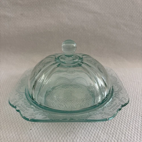 Vintage Recollection Federal Glass Madrid Covered Butter Dish
