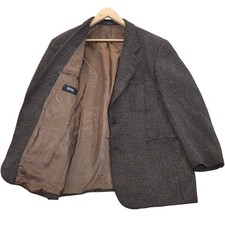 VTG Hugo Boss Mens 46R Blazer Wool Blend Brown Textured Sport Coat Jacket USA