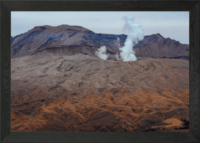 Mount Aso Caldera Landschaft Japan gerahmtes Wandbild Poster Leinwanddruck Bild