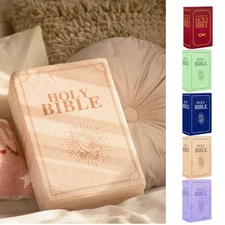 Holy Bible Pillow Book Plush Toy Opens to Reveal Bible Verses Soft Plushies 12''