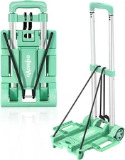 Folding Hand Truck Dolly Cart – Collapsible Lightweight 2-Wheel Trolley Mint Gre