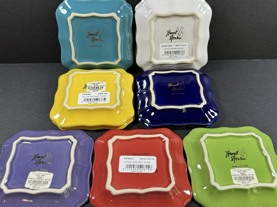 HUNT SLONEM Retrato de Conejo 5" Placa con Borde Dorado TÚ ELIGES Ver Descripción Foto 2 de 4