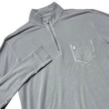 Johnnie-O Sully Quarter Zip Pullover Mens Medium Gray Cotton Tencel Blend Golf