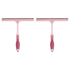 2pcs Shower Squeegee 9.8 Inch Cleaner Tool with Hole for Glass Window, Pink