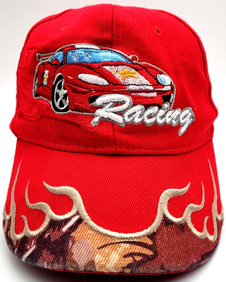 Supreme Racing Hat Cap Red Camo Flames Embroidered Strapback Biker Skate Y2K