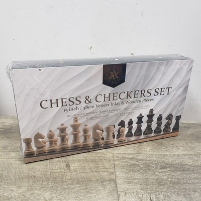 *NEW/SEALED* Alex H & Abel C Chess & Checkers 15'' Wood Game Set 