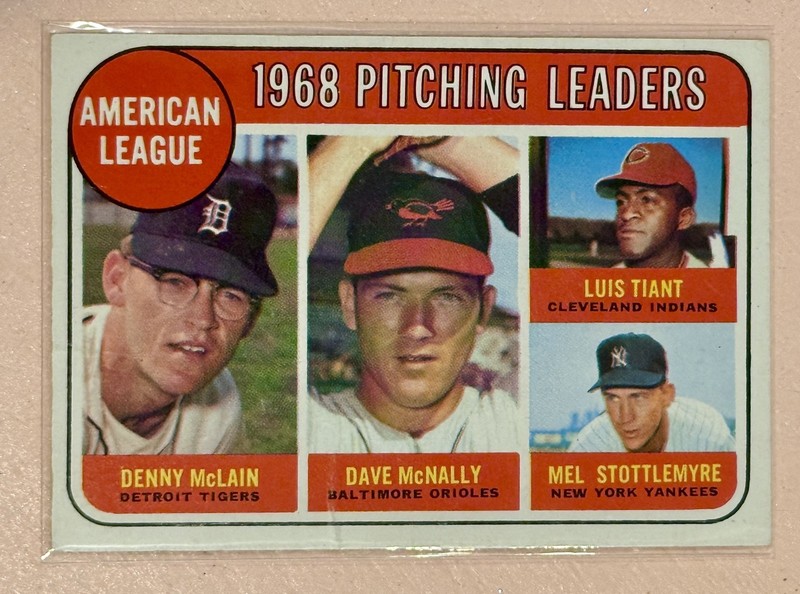 1969 Topps - League Leaders Luis Tiant, Denny McLain, Mel Stottlemyre #9