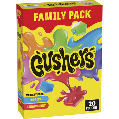 Gushers Fruit Flavored Snacks, Tropical and Strawberry Flavors, Family Pack, 20