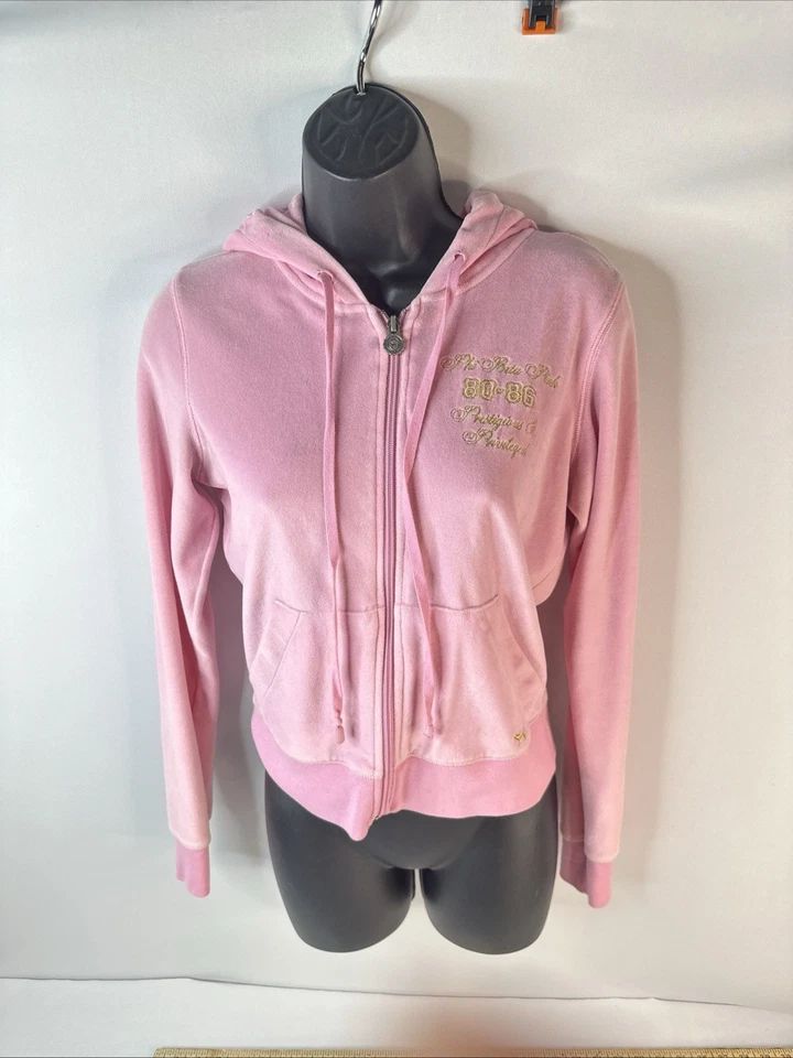 Victoria’s Secret Rosa 80-86 Cremallera Completa Sudadera con Capucha Talla Pequeña 2006 Y2K Phi Beta Rosa Foto 4 de 4
